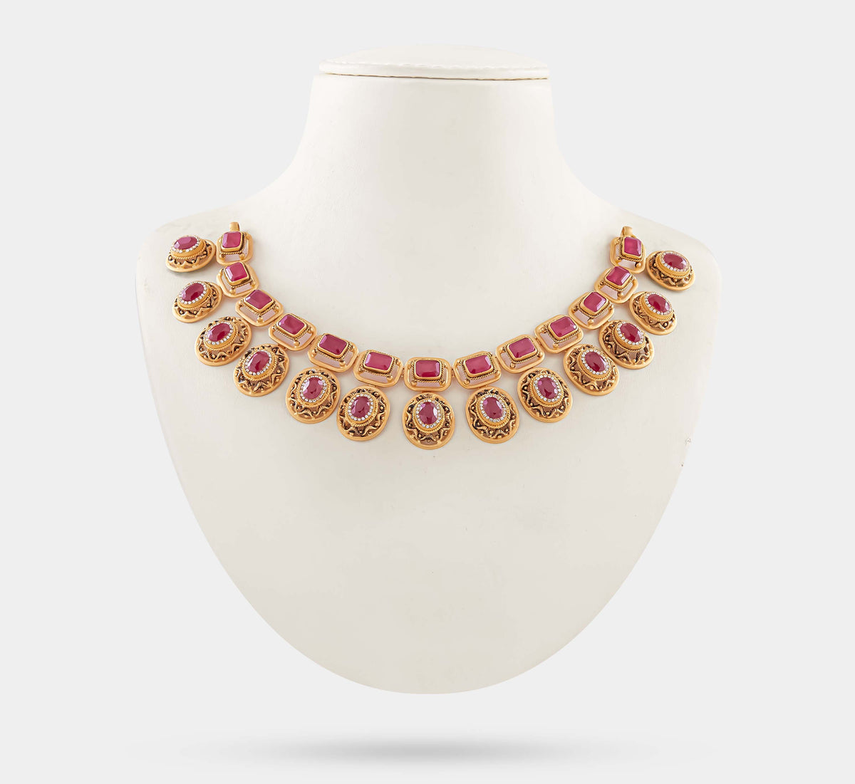 Charming stone studded gold necklace
