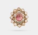 Tourmaline Studded Polki Diamond Ring