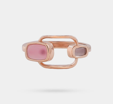 22Kt Sleek Gold Ring with Pastel Shade Stones