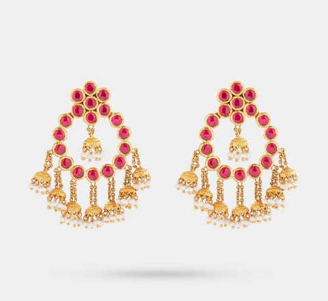 Beautiful kundan earrings with pearl hanging